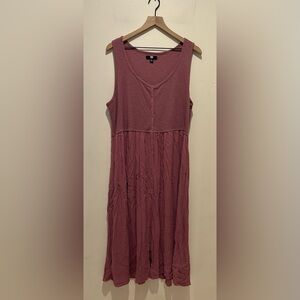 Frye Button Front Sleeveless Long Midi Dress in Mauve Dark Pink - Women’s XXL